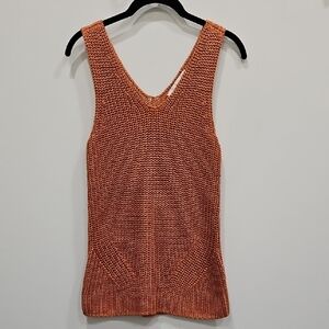 LOFT Orange Ribbed Sleeveless Tank Top